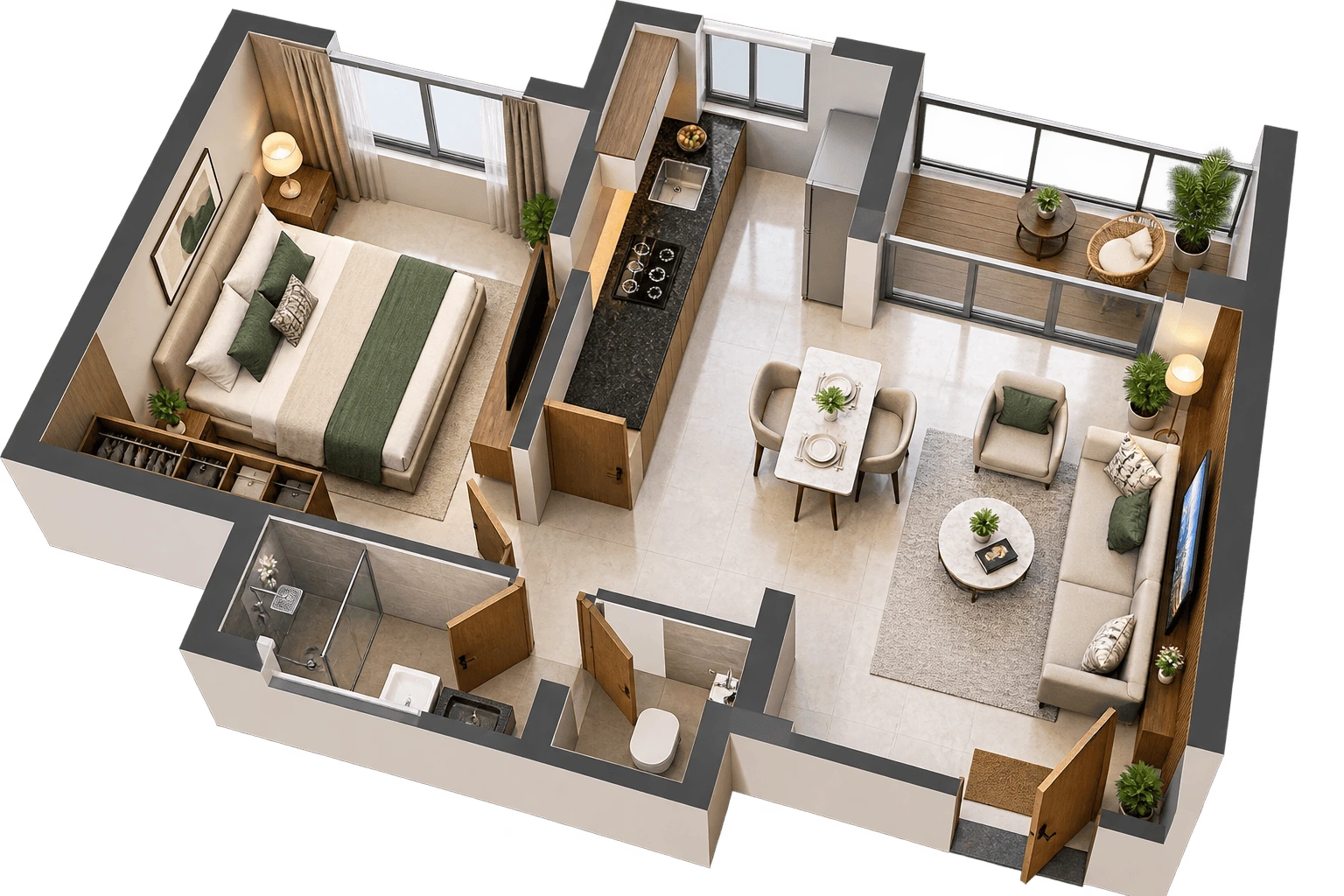 Montvert Belview Bhugaon 1 BHK Floor Plan Image