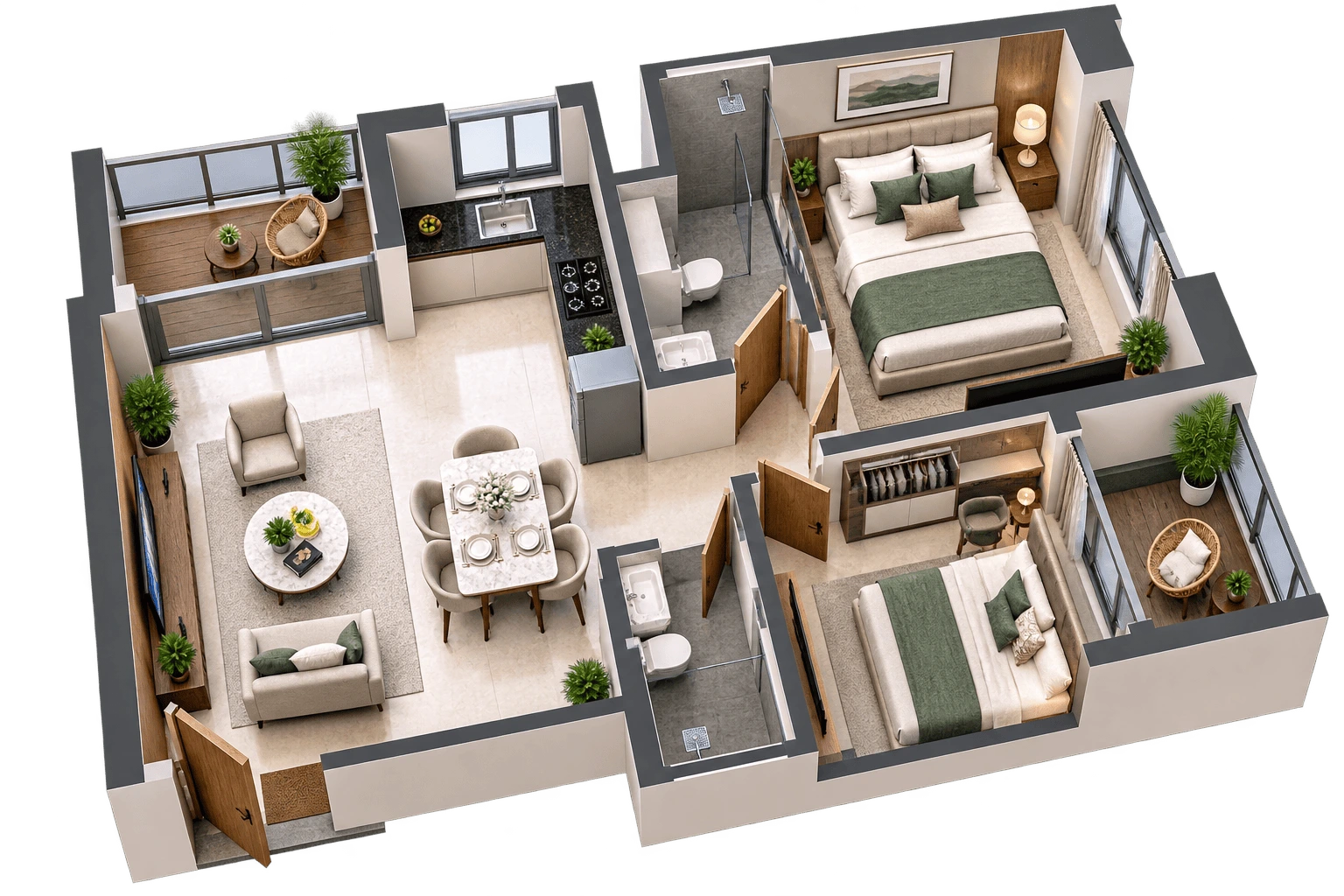 Montvert Belview Bhugaon 2 BHK Floor Plan Image